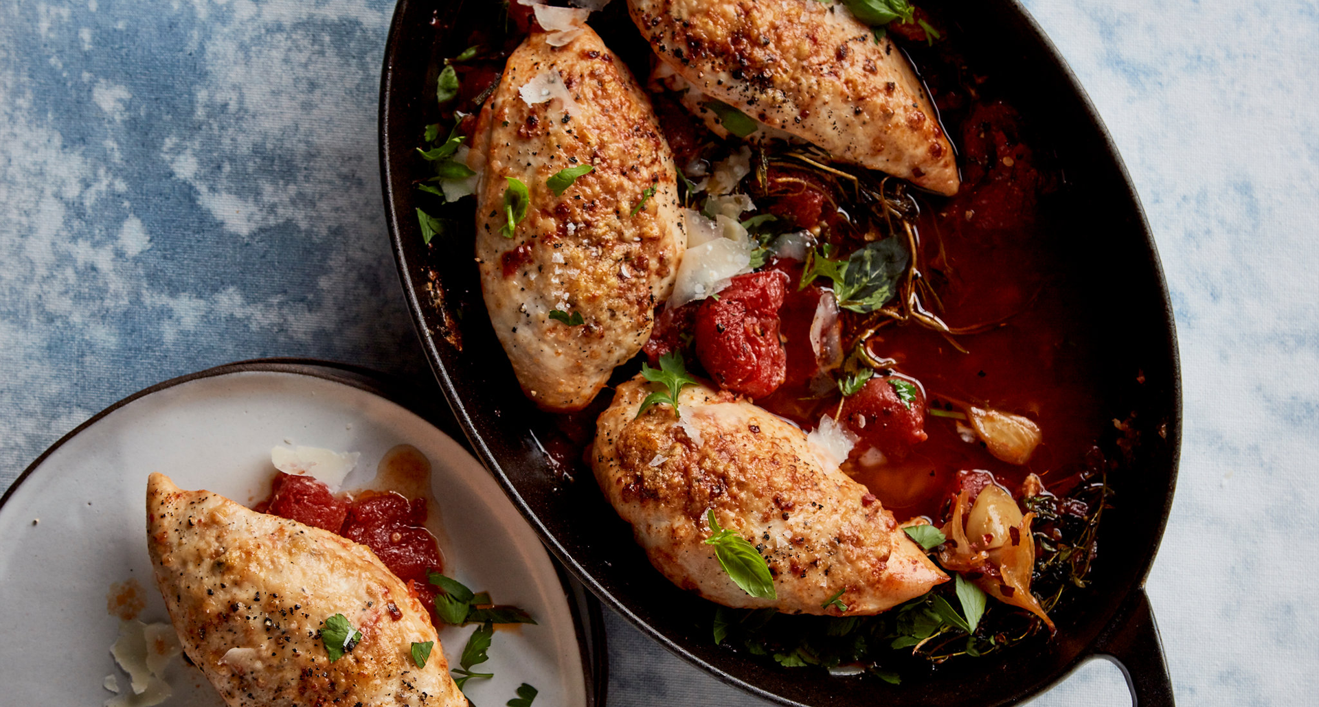 Tomato-Baked Chicken with Cilantro Lime Sauce