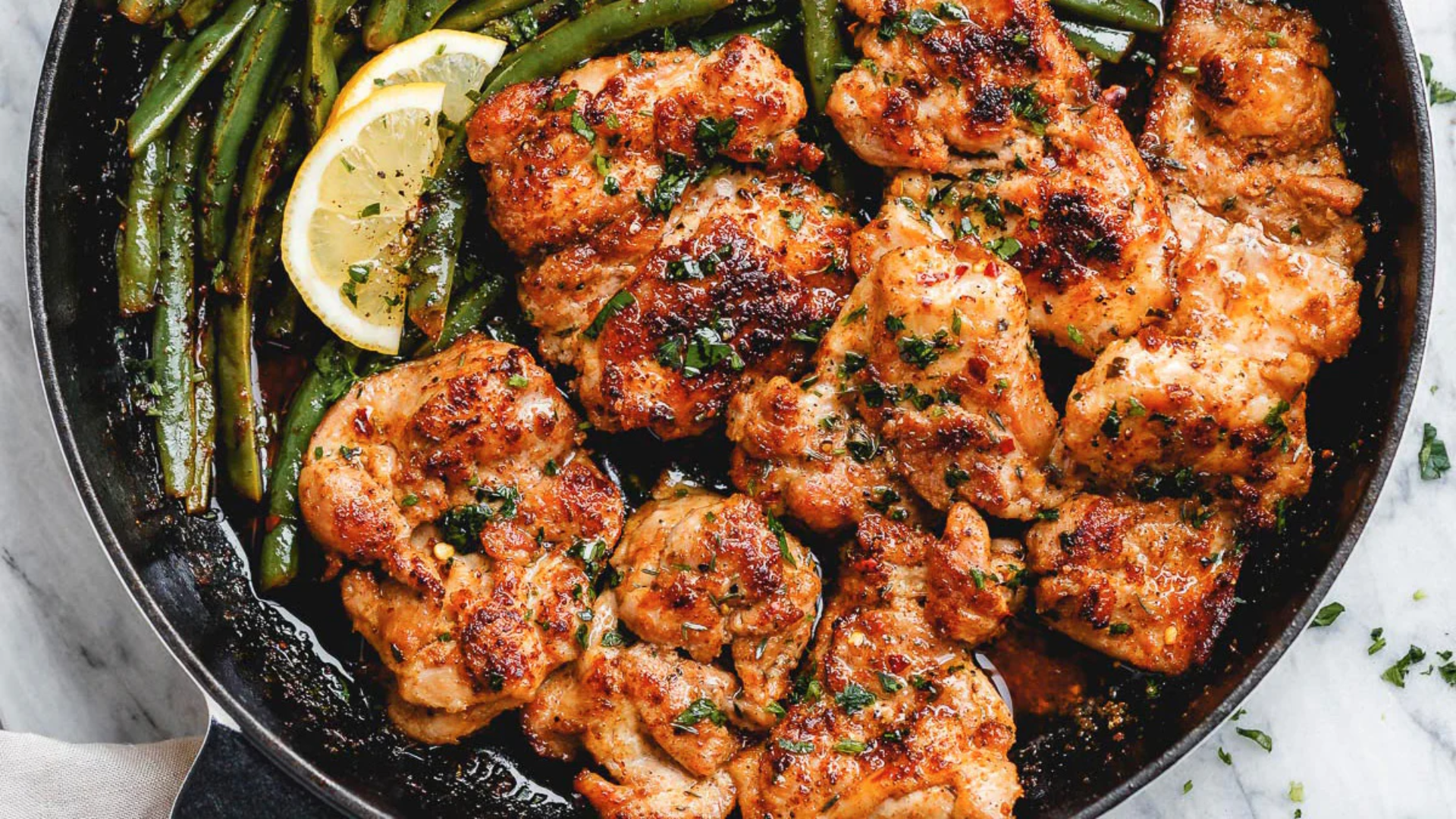 Keto Lemon Garlic Butter Chicken and Green Bean Skillet