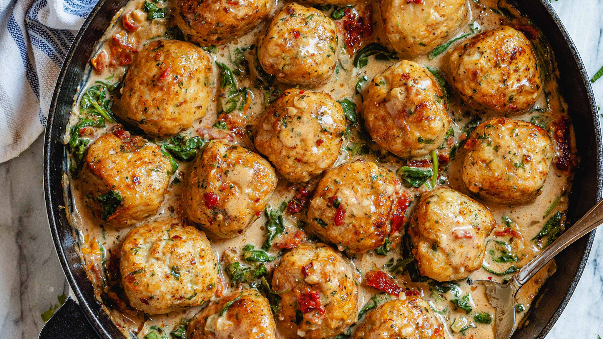 Creamy Spinach Turkey Meatballs (Keto Friendly)