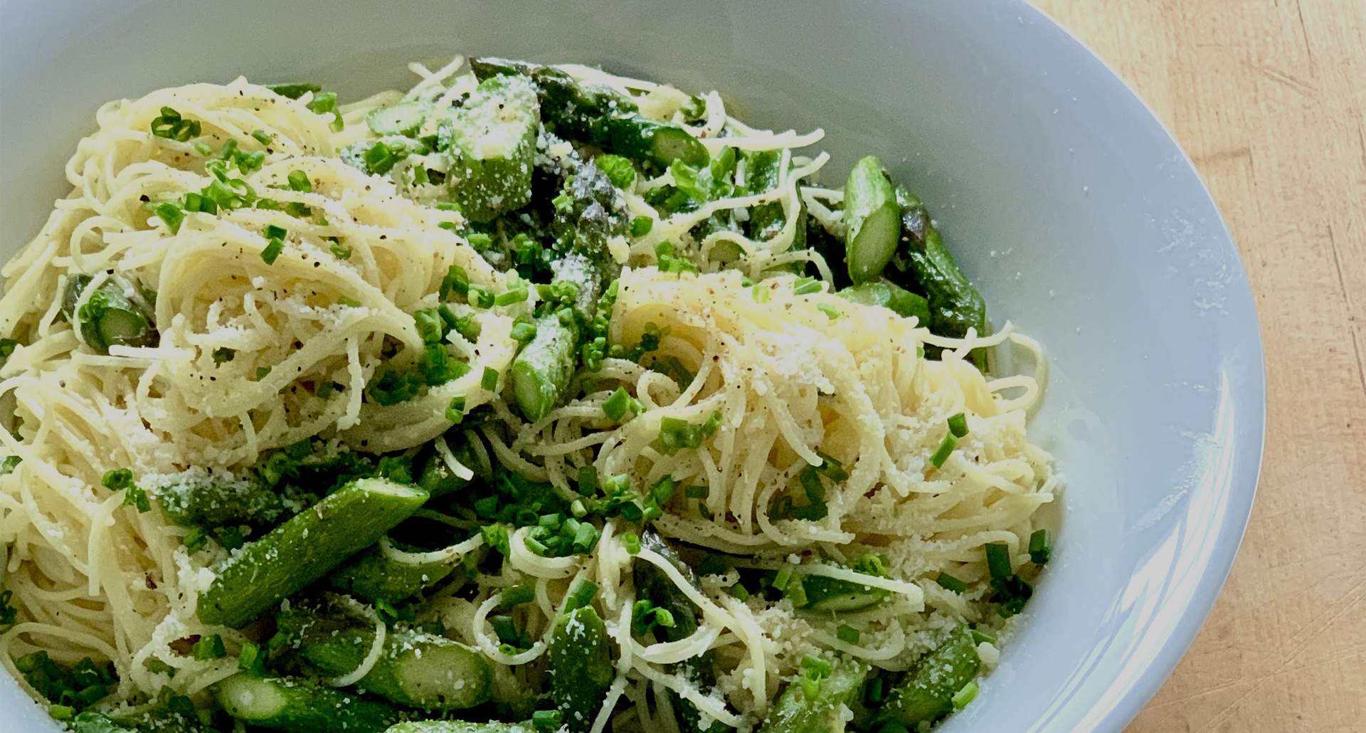 Asparagus in Silky Angel Hair Pasta
