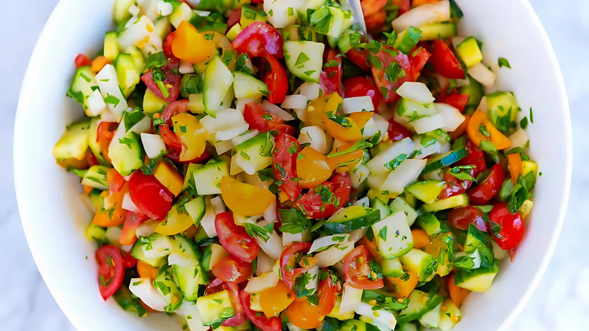 Cucumber Tomato Onion Red Pepper Salad