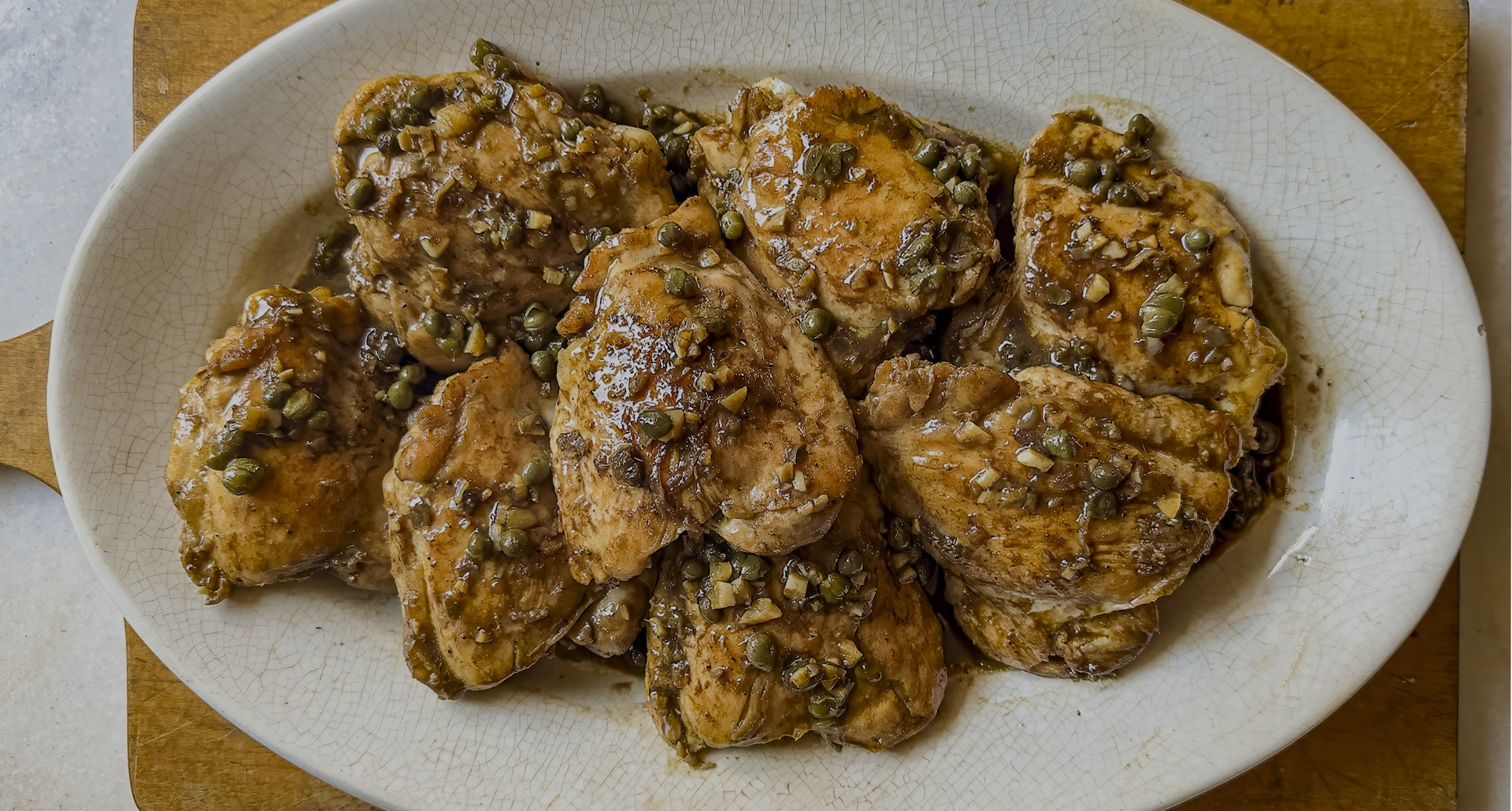 Roast Chicken with Anchovy-Wine Gravy & Green Sauce