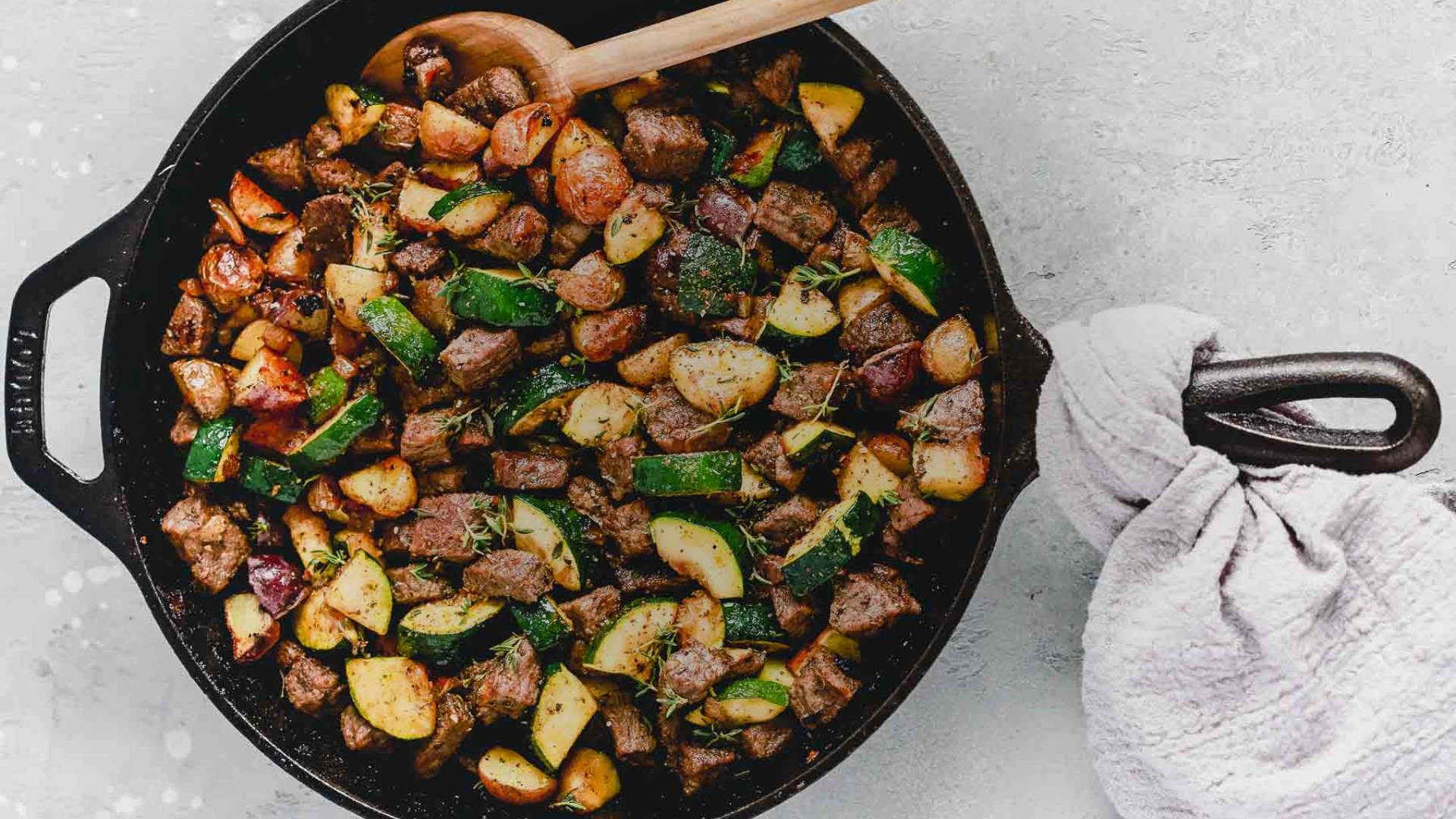 Ginger-Basil Beef and Zucchini Skillet