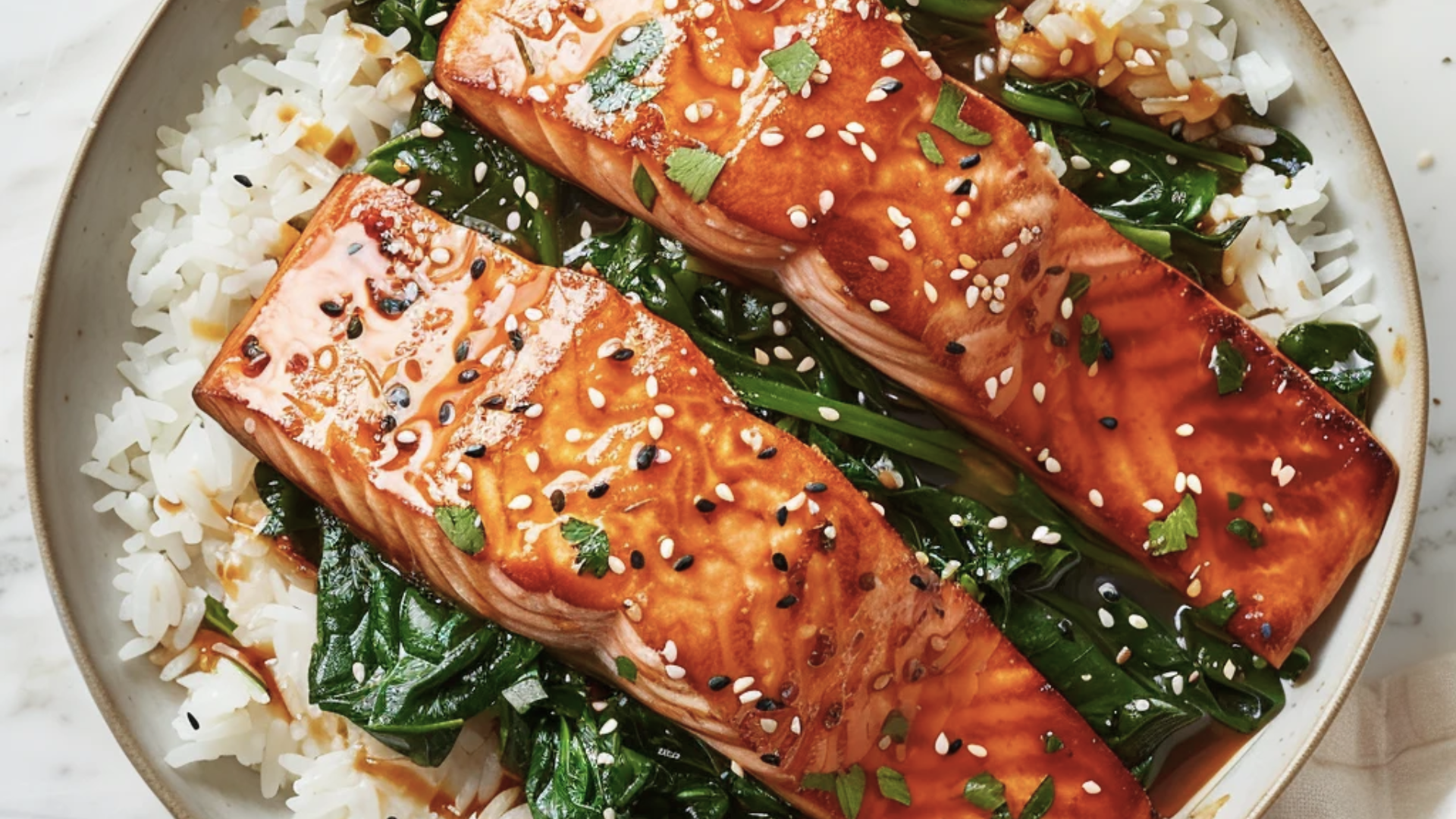 Seared Sesame-Crusted Salmon over Forbidden Rice & Miso-Glazed Carrots