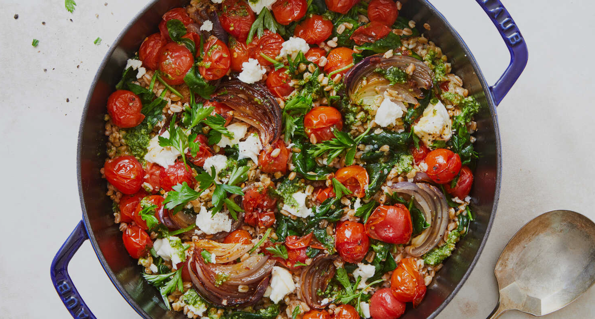 Zucchini Tomato Farro Skillet
