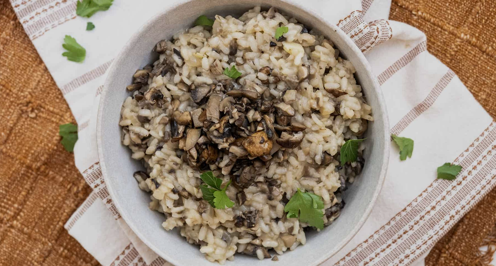 Wild Mushroom & Leek Risotto with Lemon Zest & Truffle Oil