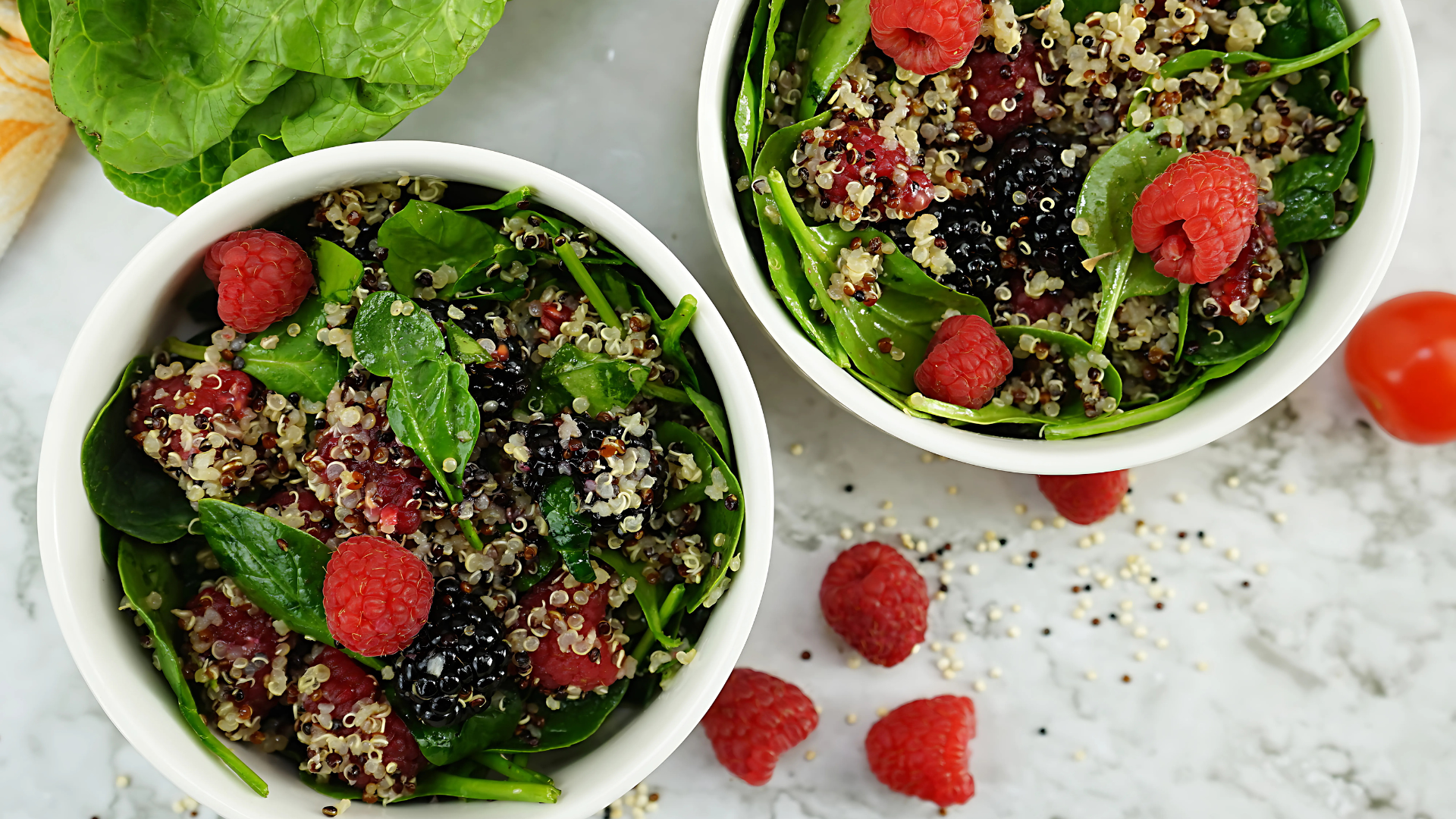 Berry-Infused Quinoa Salad with Spinach & Citrus-Tahini Vinaigrette