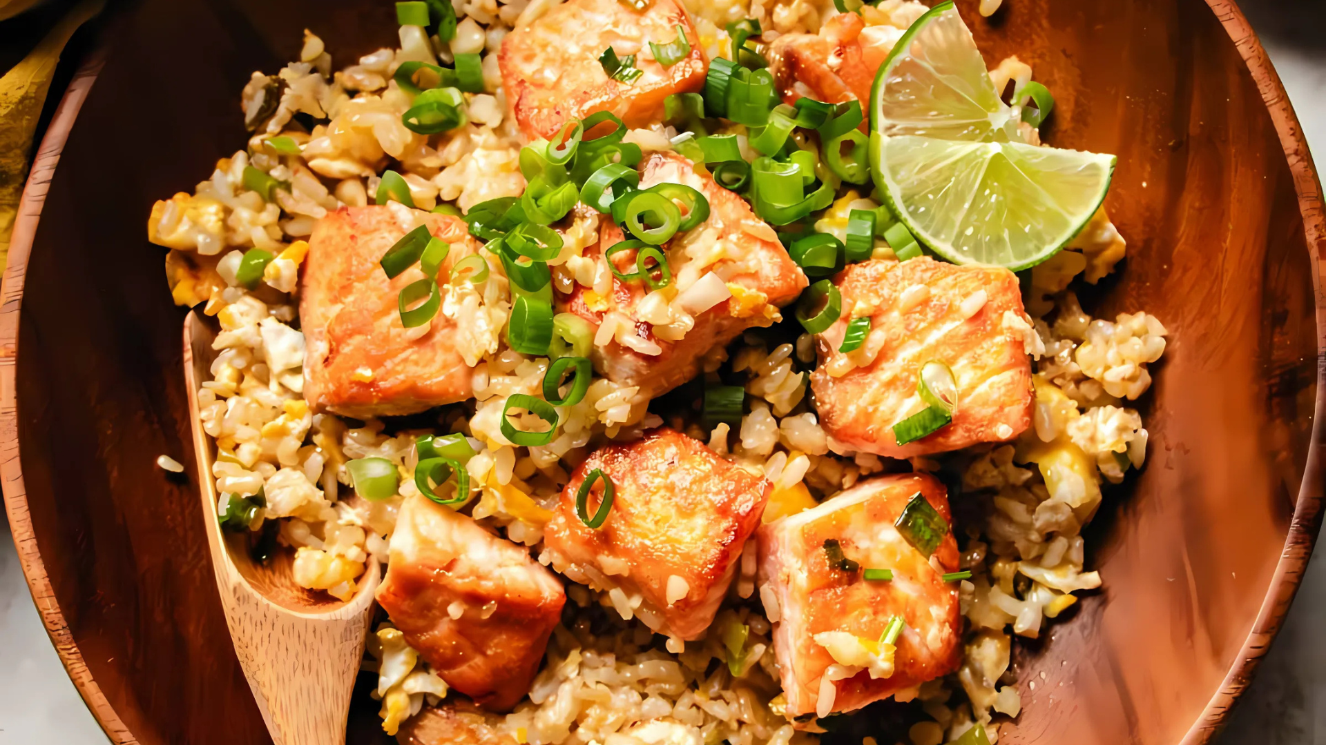 One Pot Golden Salmon Fried Rice