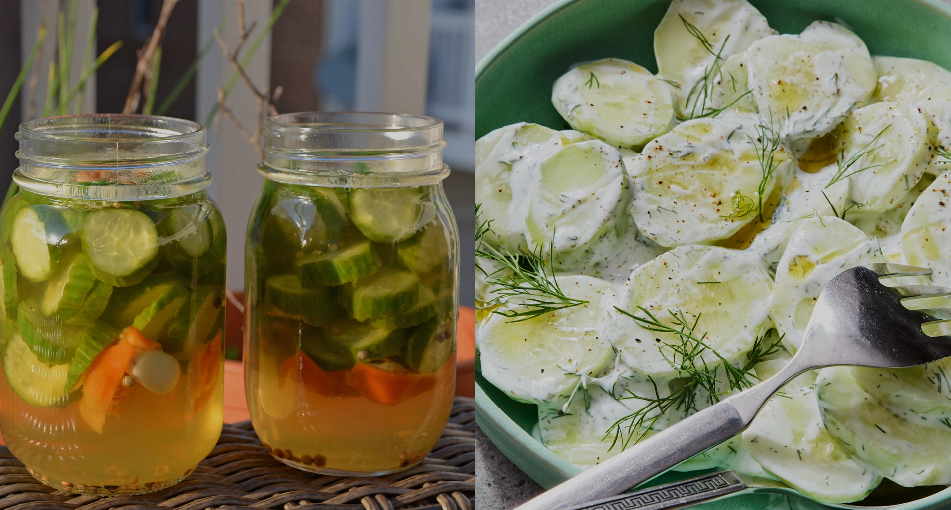Quick Spicy Honey Pickles & Creamy Mizeria