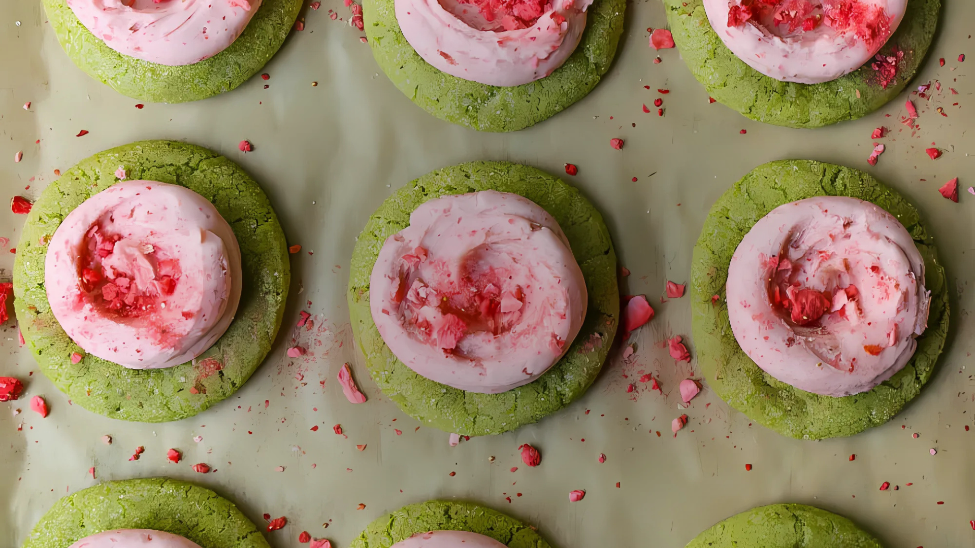 Strawberry Matcha Cookies
