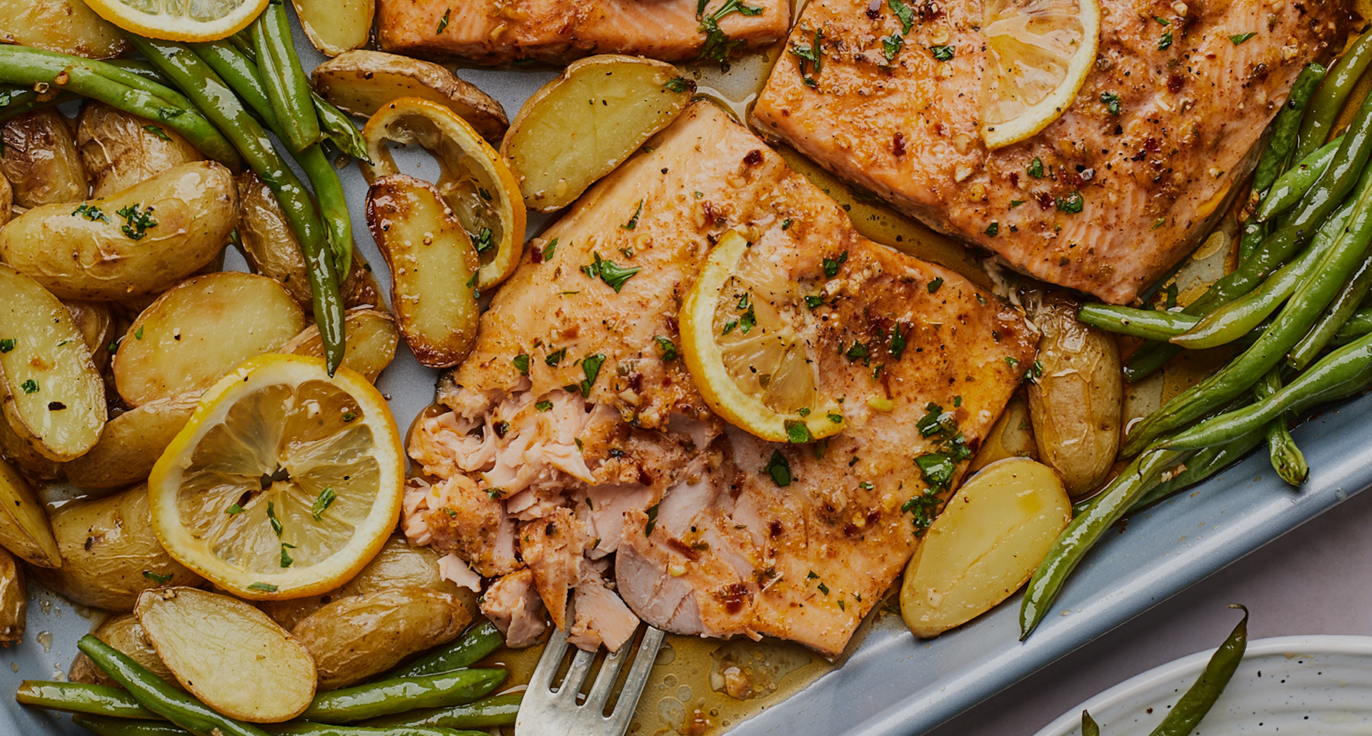 Citrus Garlic Rainbow Trout Sheet Pan