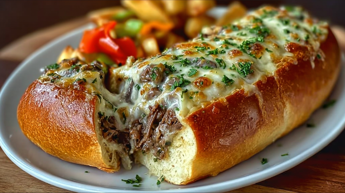 Cheesesteak-Stuffed Garlic Bread