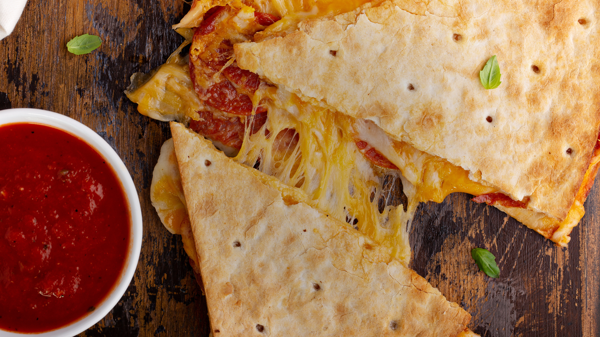 Pizza Quesadilla Smash-Up