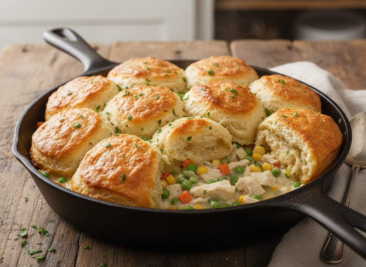 $7 Chicken & Biscuit Pot Pie Bake (Family-Sized, EBT-Friendly)