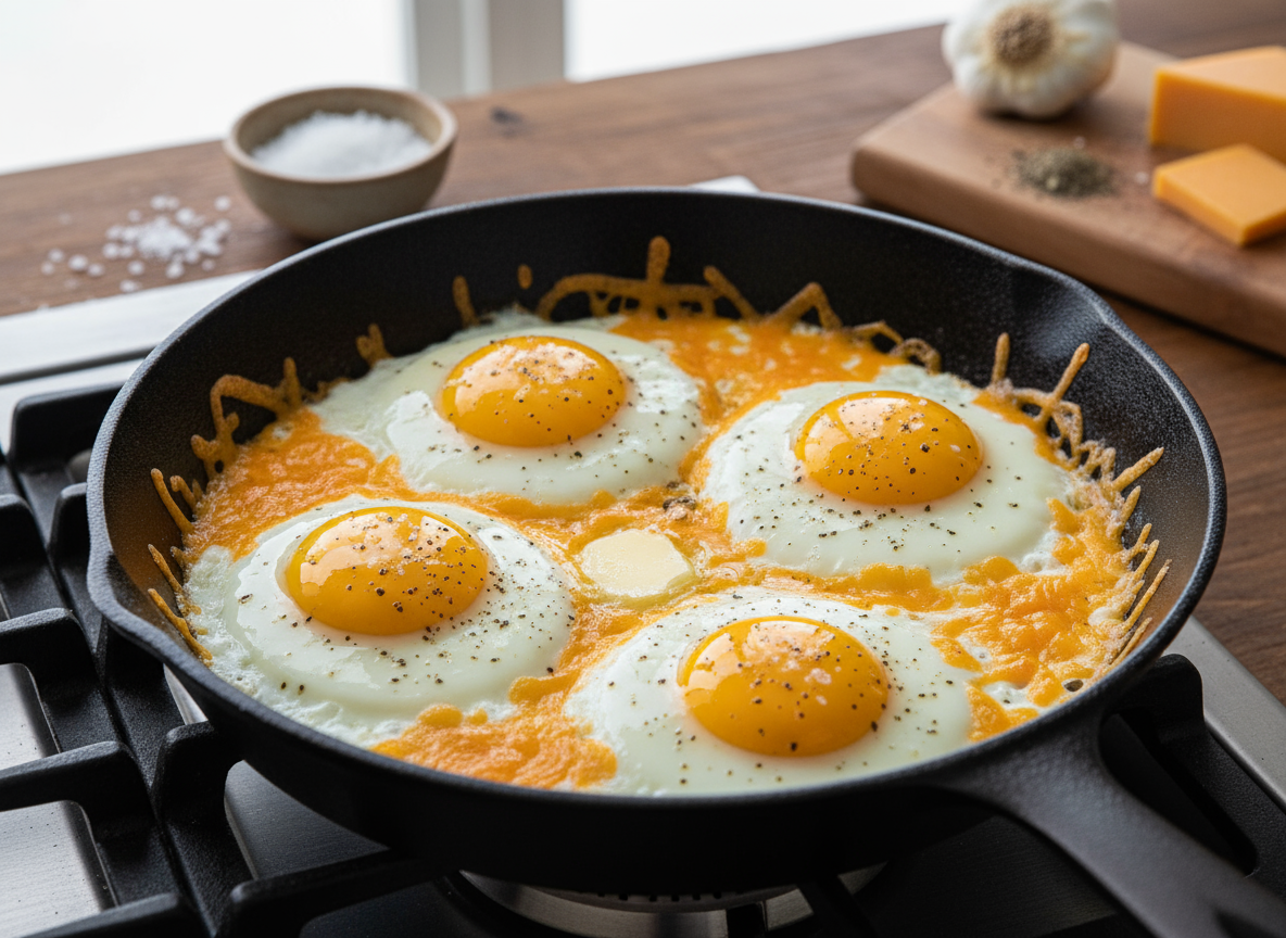 Crispy Fried Eggs with Cheese