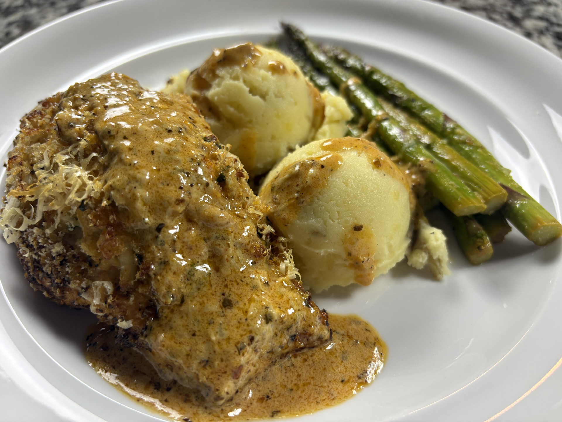 Crab Stuff Salmon w/ Lemon Cajun Drizzle