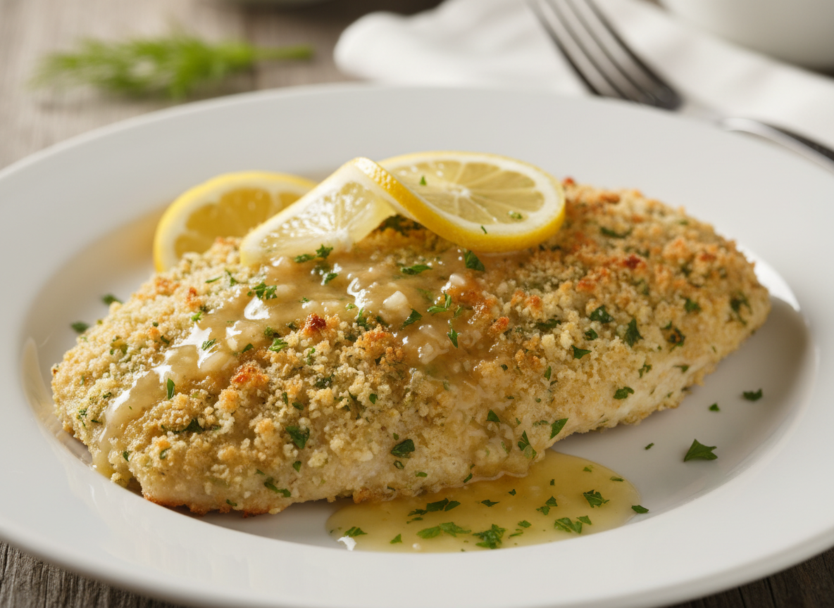 Parmesan Herb Crusted Tilapia with Lemon Butter