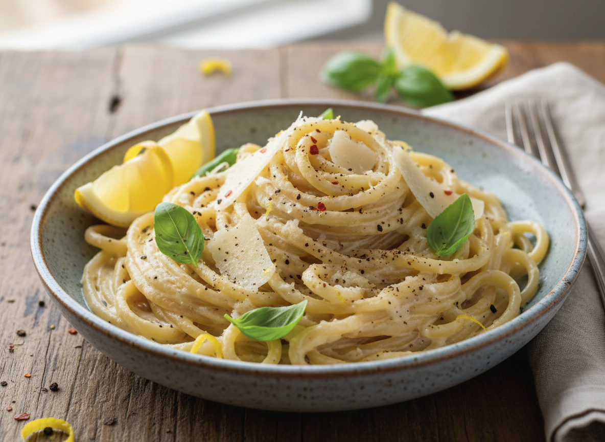 Creamy Lemon Ricotta Pasta with Black Pepper