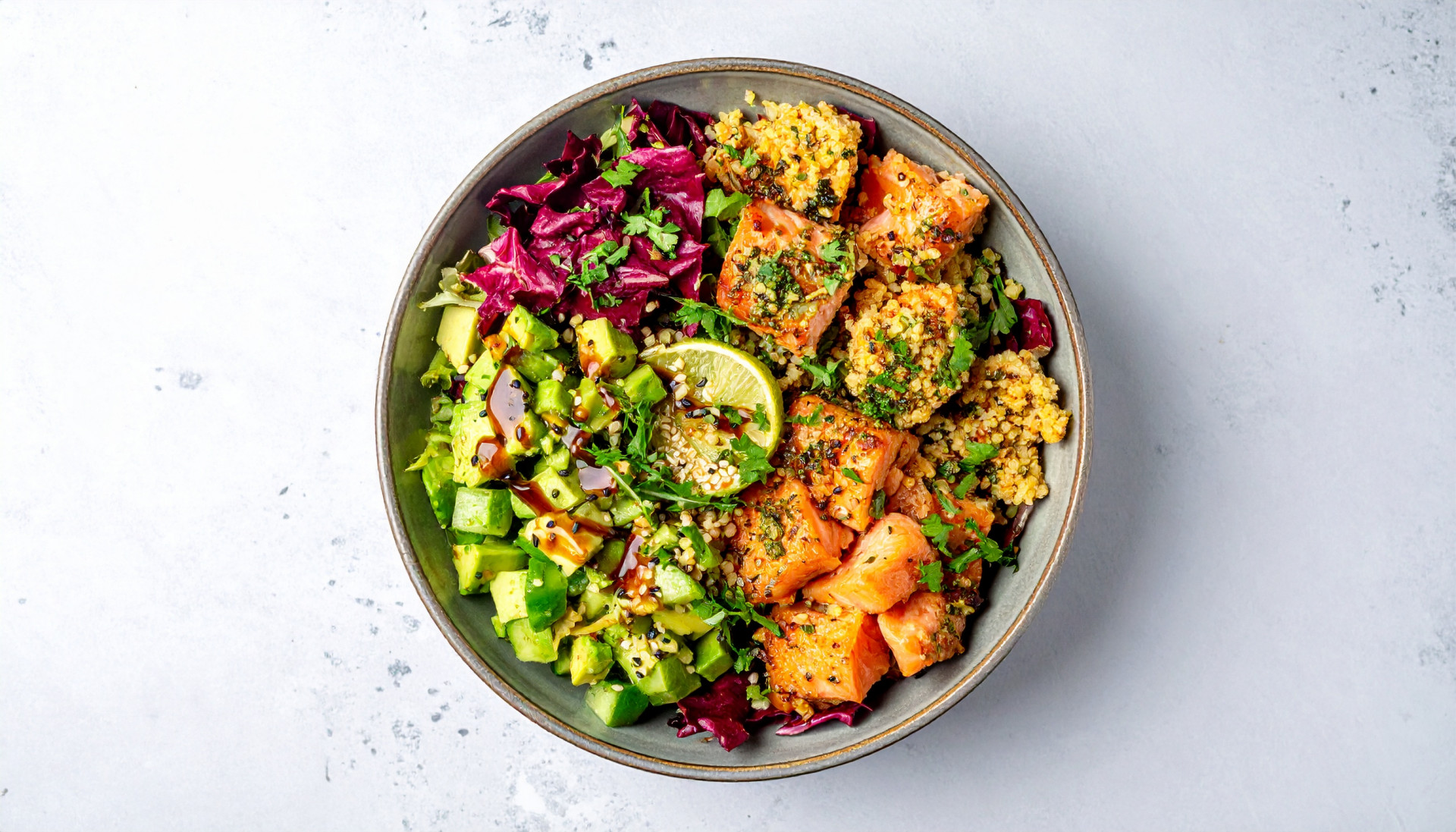 Crispy Rice Mediterranean Salmon Salad