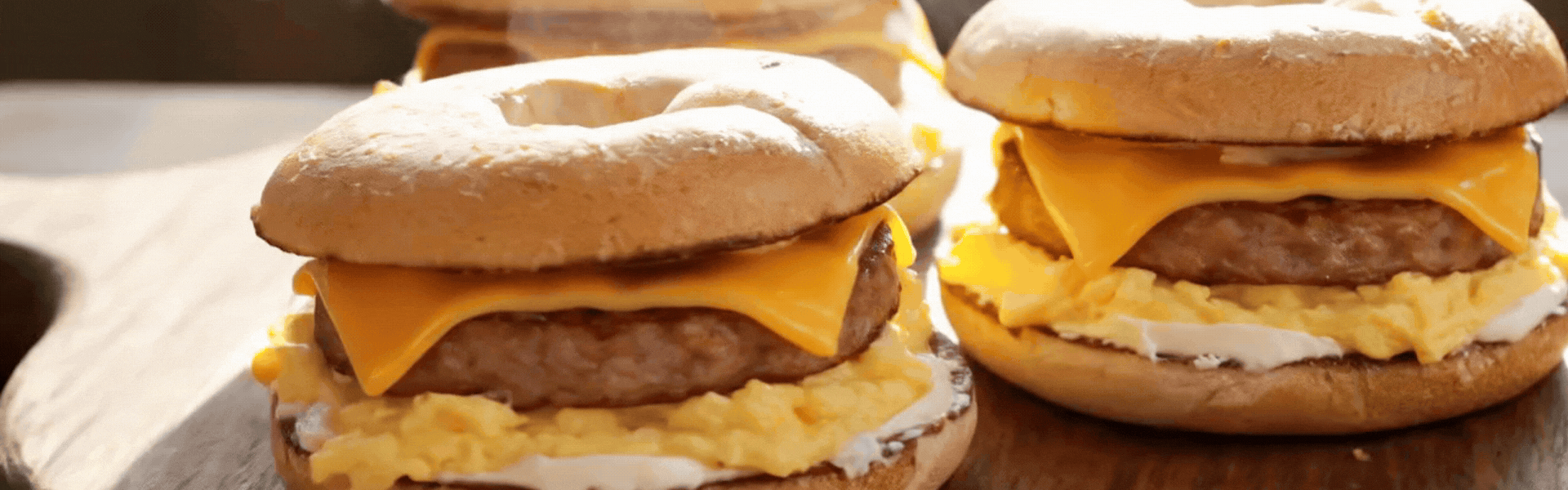 Animated GIF of Sausage Egg and Cheese Breakfast Sandwiches
