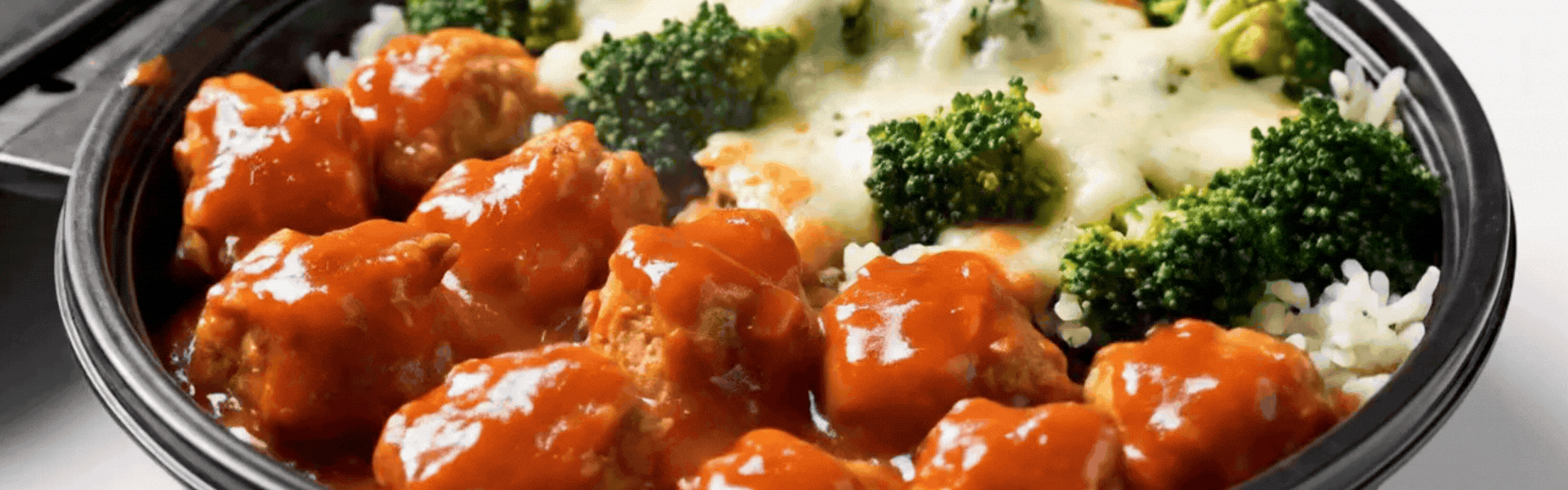 Animated GIF of Buffalo Chicken Bites with Cheesy Broccoli Rice