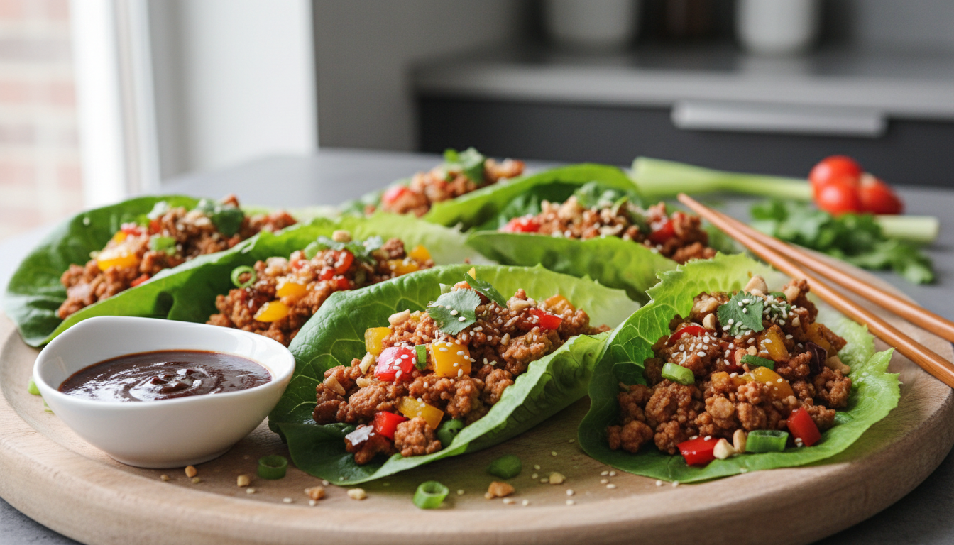 Finished Turkey Lettuce Wraps with Peppers
