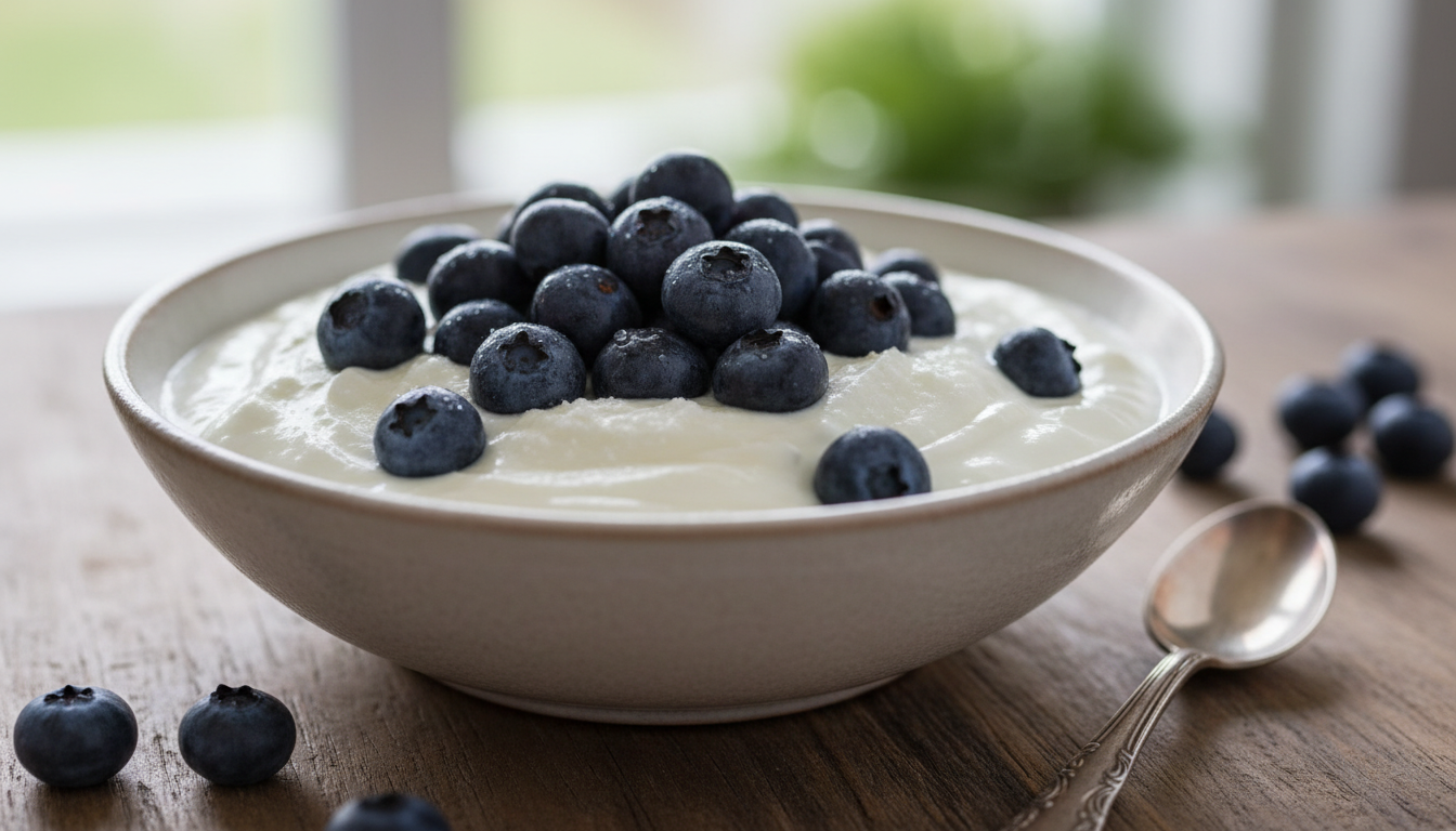 Finished Greek Yogurt Bowl with Blueberries
