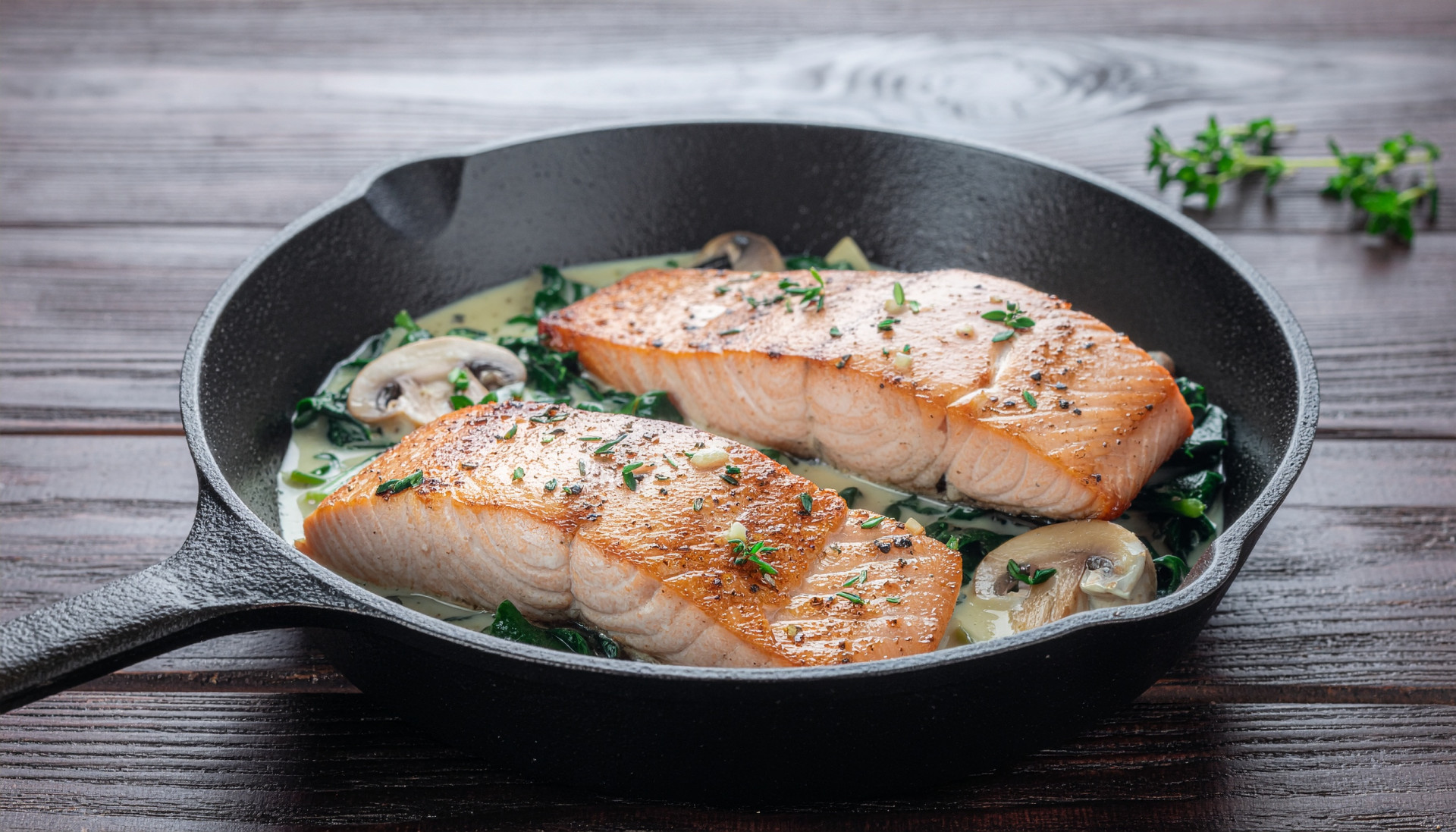 Creamy Garlic Butter Salmon with Spinach & Mushrooms