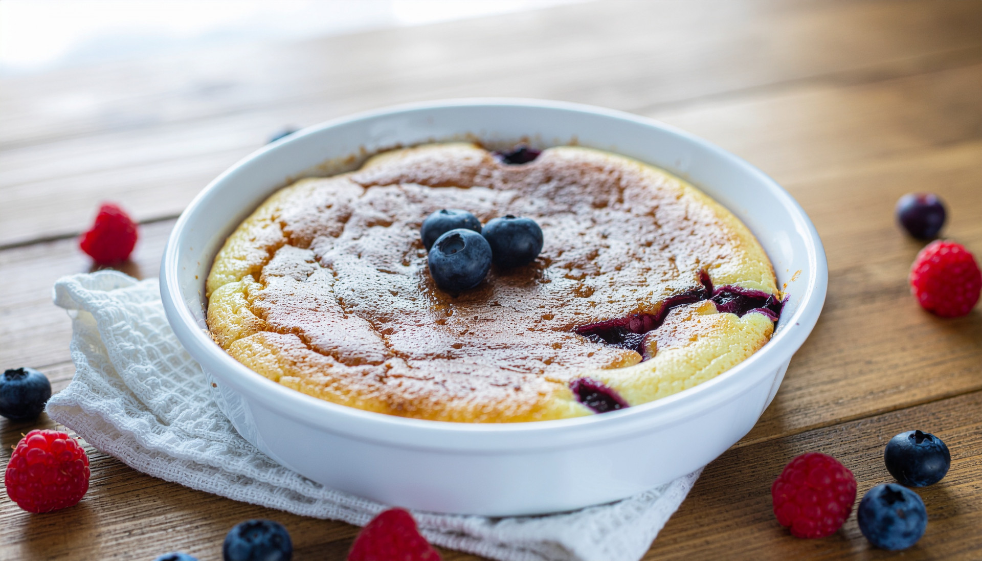 Personal high-protein cheesecake in ramekin