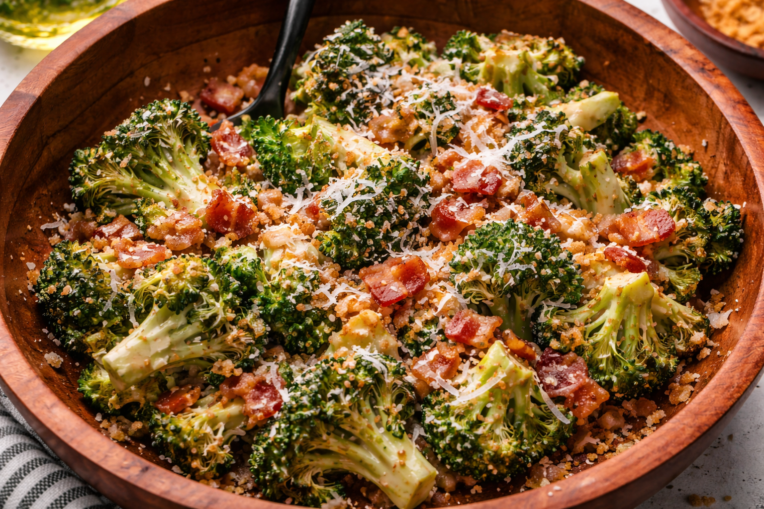 Roasted Broccoli Salad with Miso-Caesar Dressing