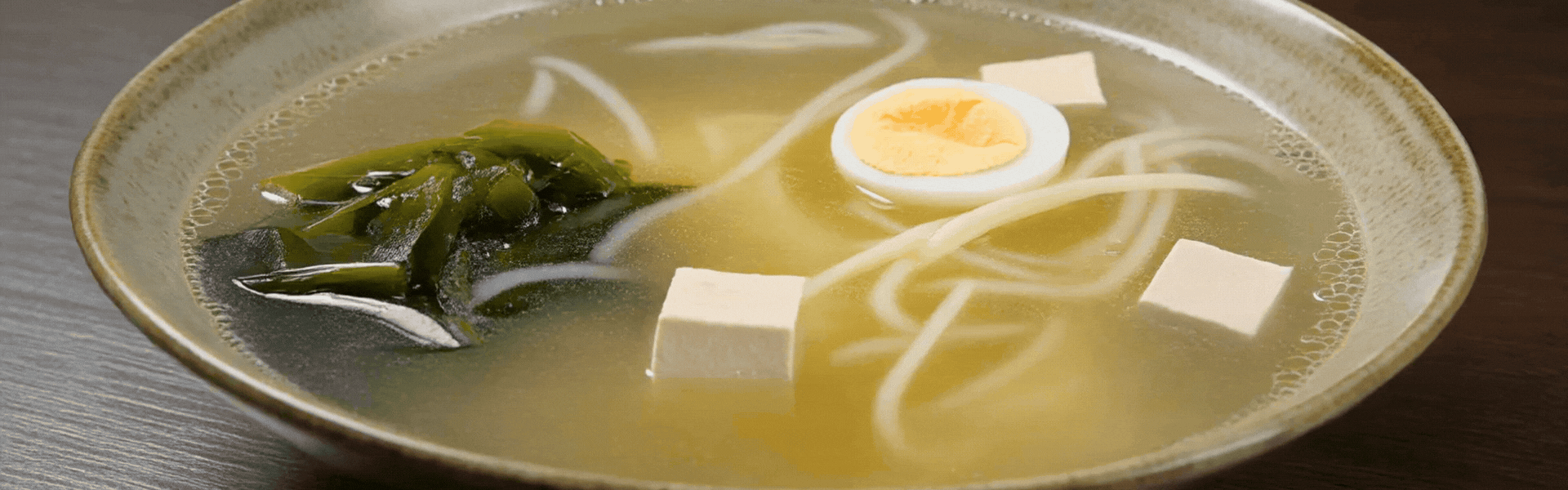 Deconstructed Egg Drop Soup with Tofu rotating