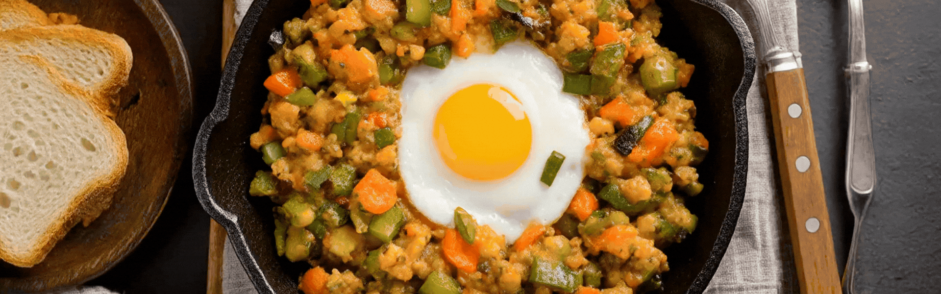 Sunny Side Up Egg and Veggie Hash rotating
