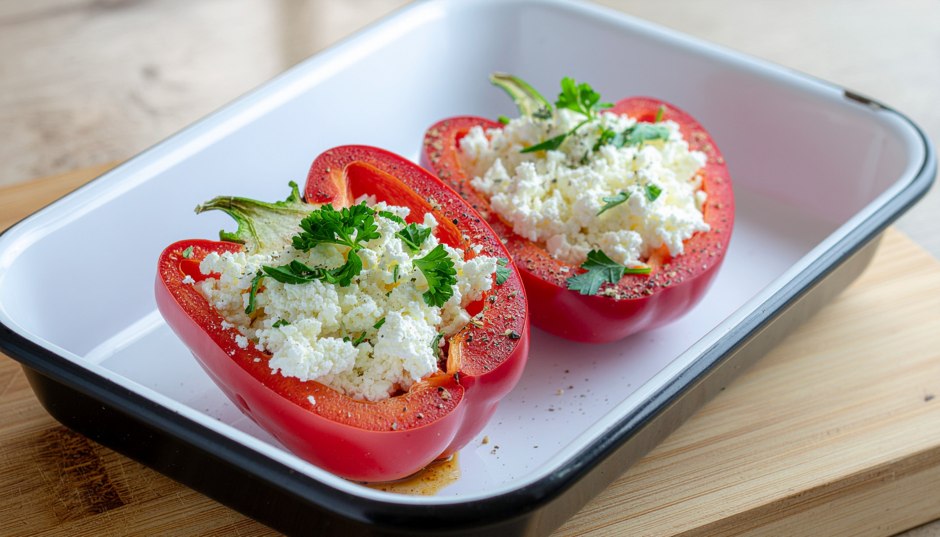 Herbed Cottage Cheese Stuffed Bell Peppers