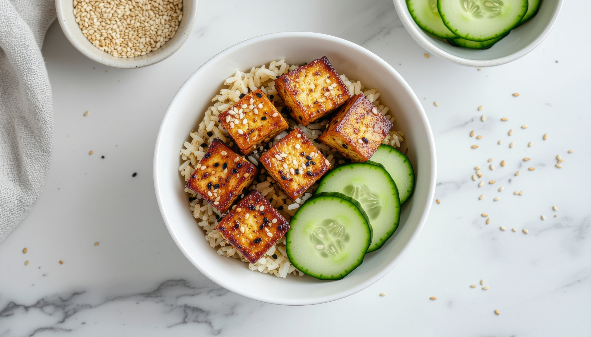 Everything Bagel Spiced Tofu over Sesame Rice