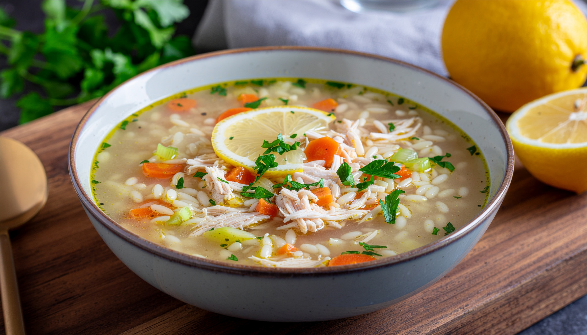 Lemon Chicken Orzo Soup
