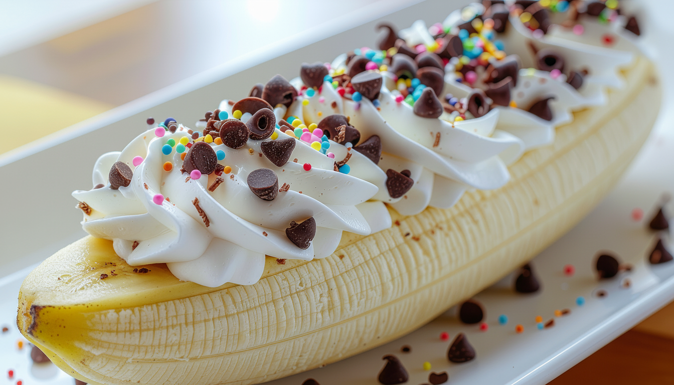 Banana Sundae with Whipped Cream