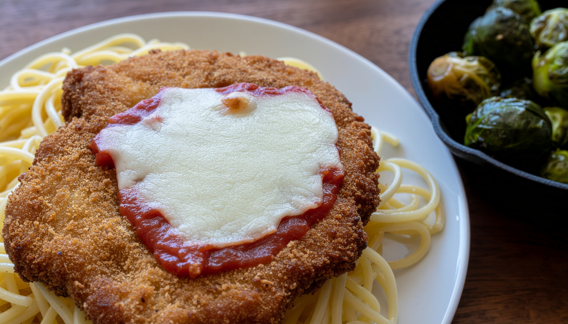 Chicken Parm with Stir Fried Brussels