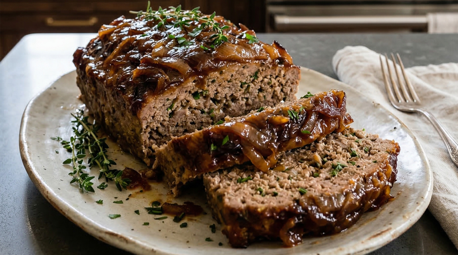 Caramelized Onion Glazed Meatloaf