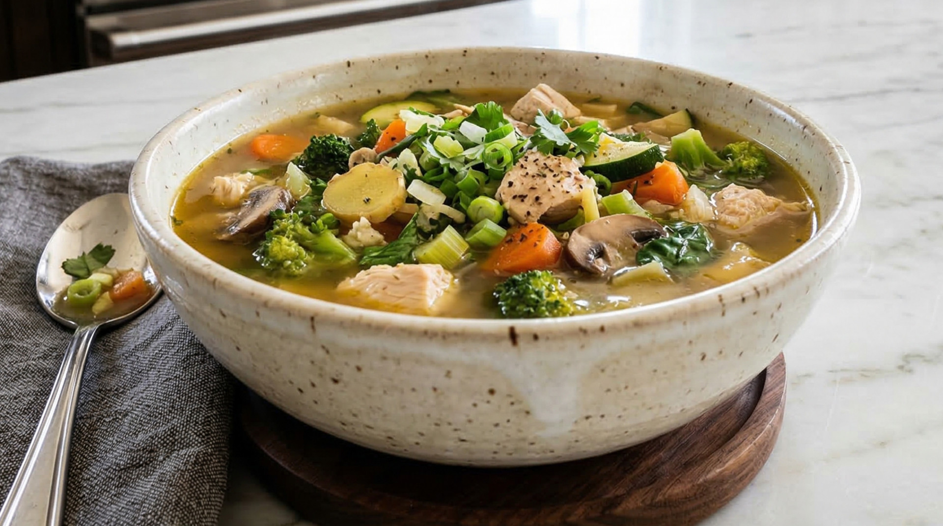 Ginger Garlic Chicken Vegetable Soup