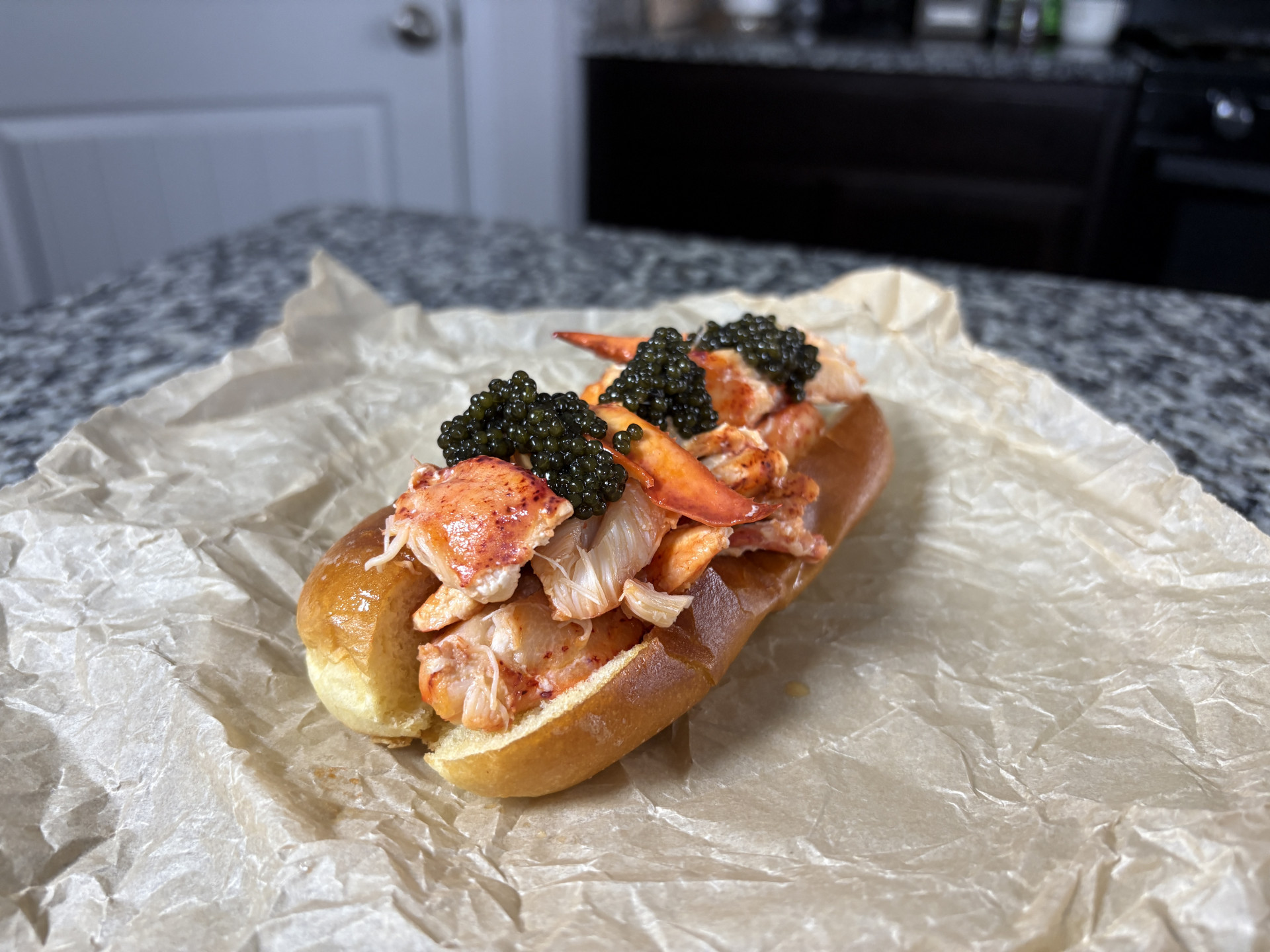 Warm Lobster Roll with Caviar