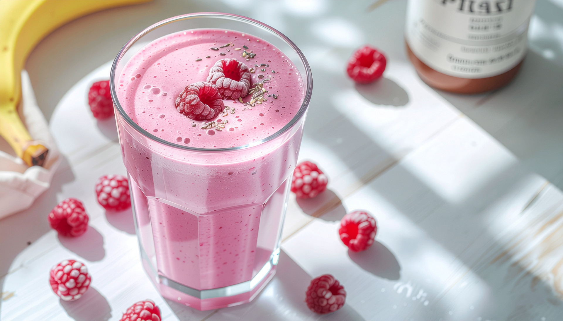 Raspberry Protein Smoothie with NO Protein Powder