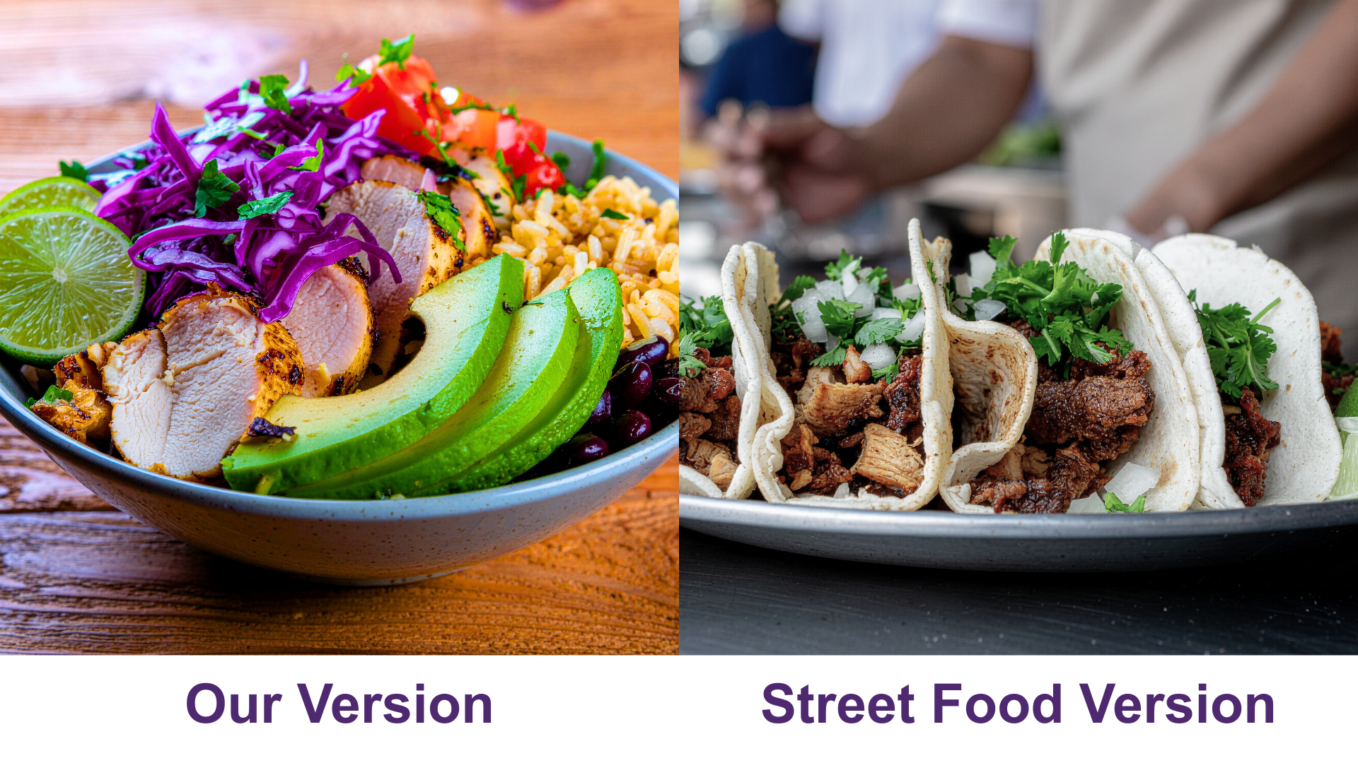 Loaded Street Taco Chicken Power Bowl - Our Version vs Street Food Version