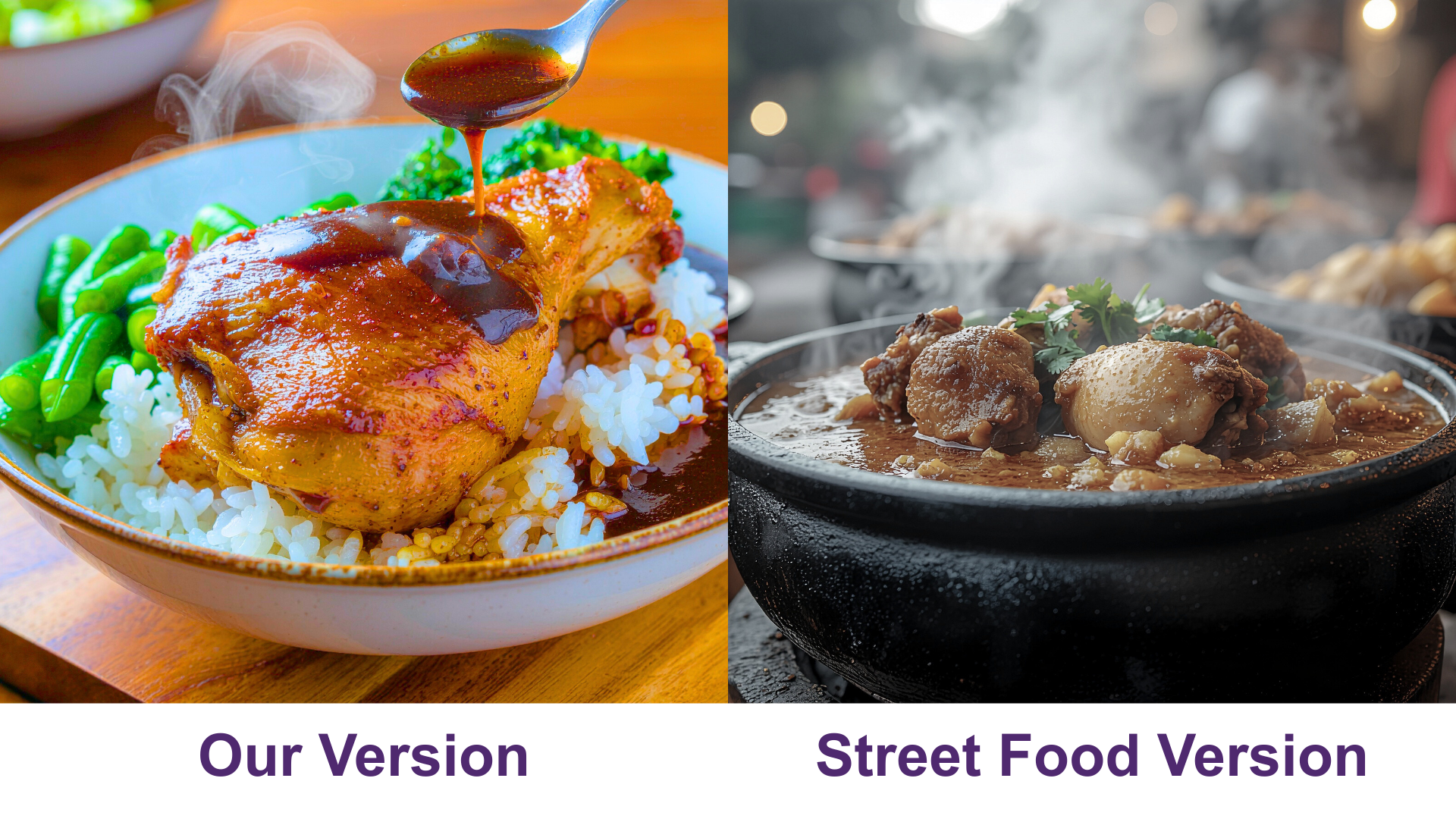 Garlic Soy Chicken Adobo Street Rice Bowl - Our Version vs Street Food Version