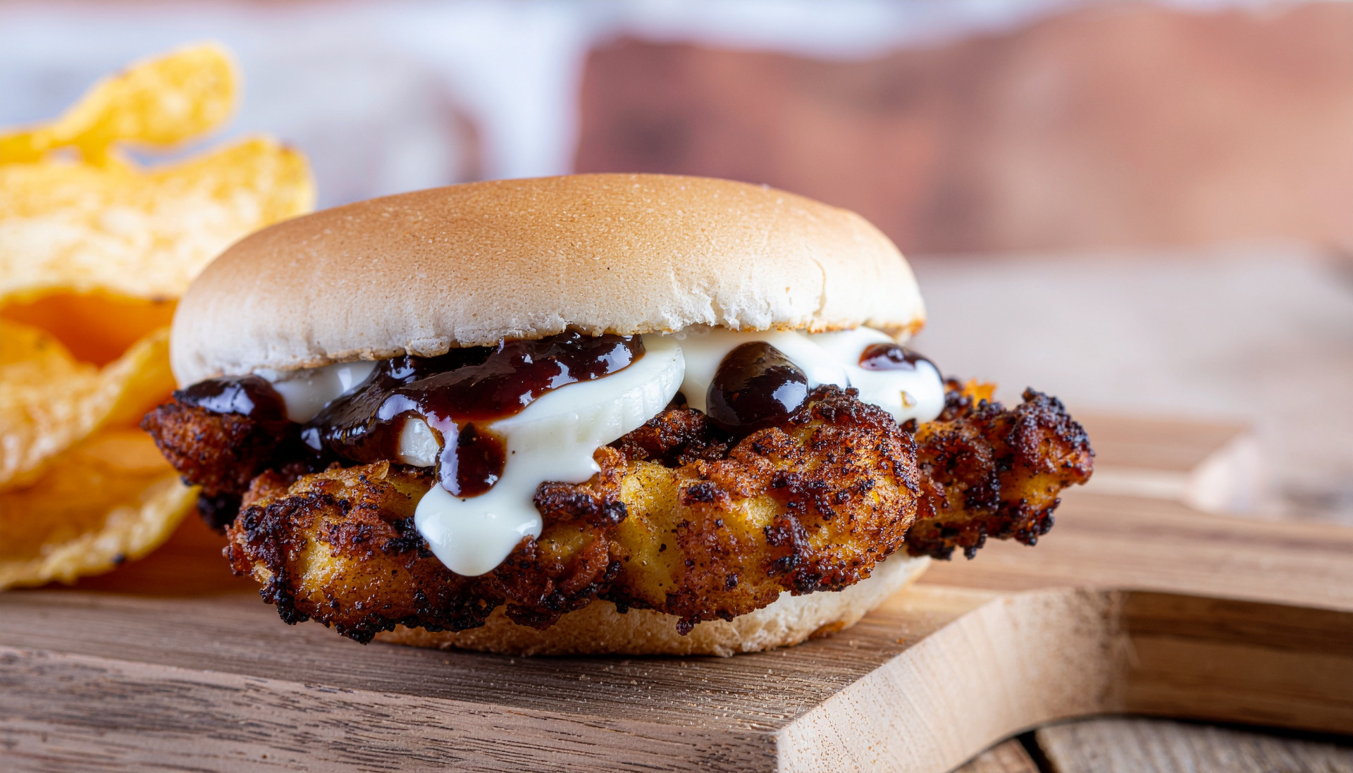 Kerala-Style Crispy Air Fried Chicken Burger