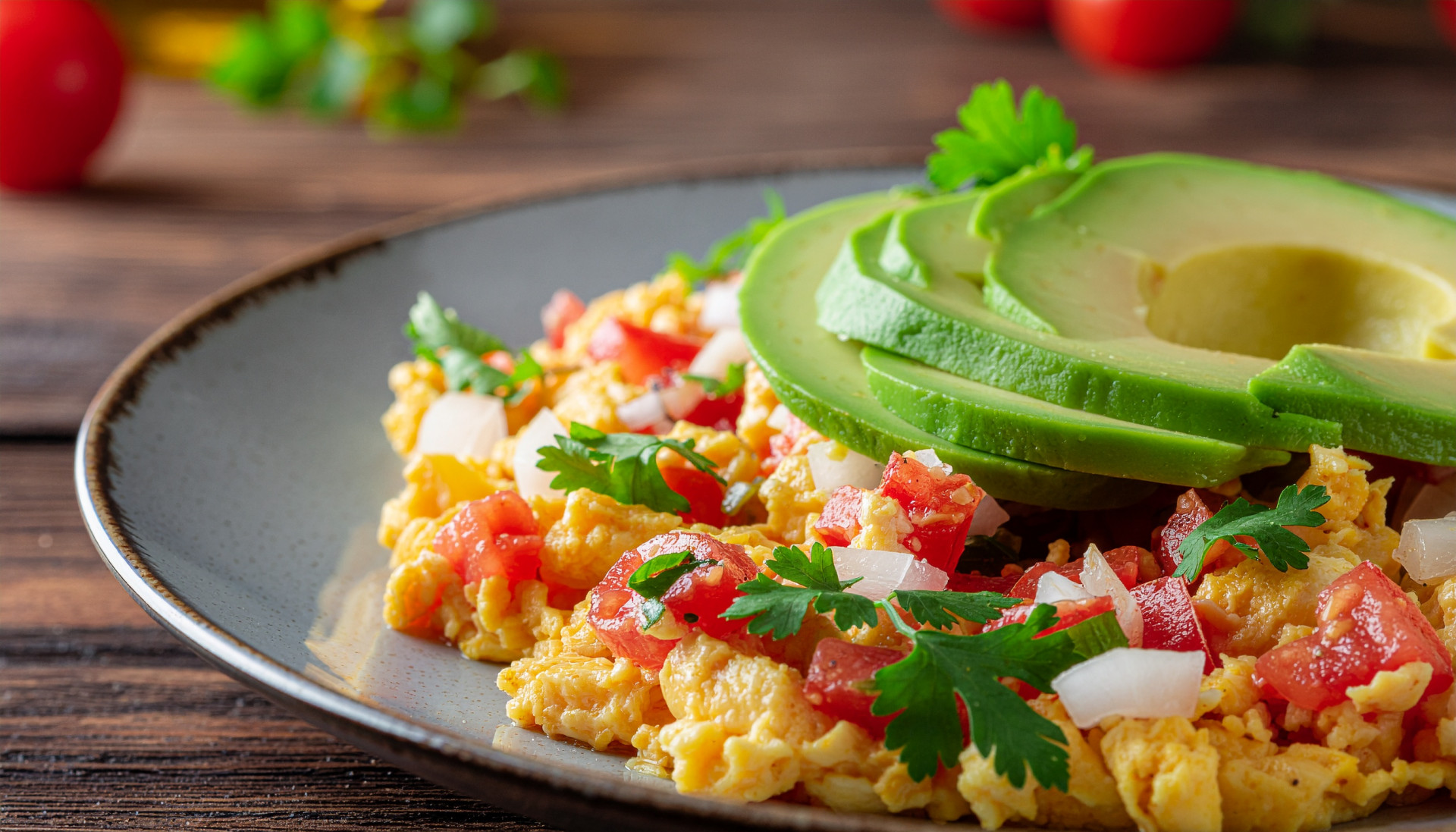 Egg Scramble a la Mexicana with Avocado