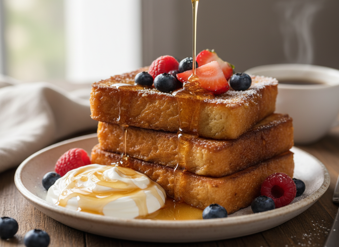Thick-Cut Custard French Toast with Honey Yogurt