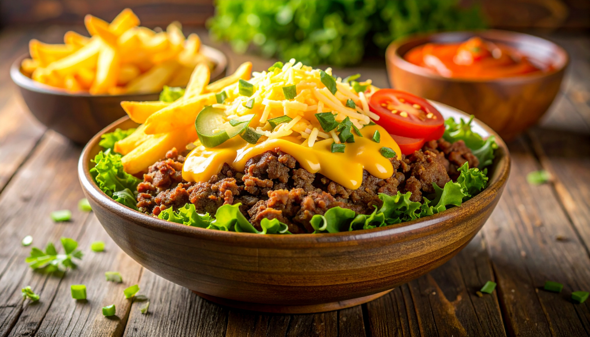 Cheeseburger Bowl with Fries