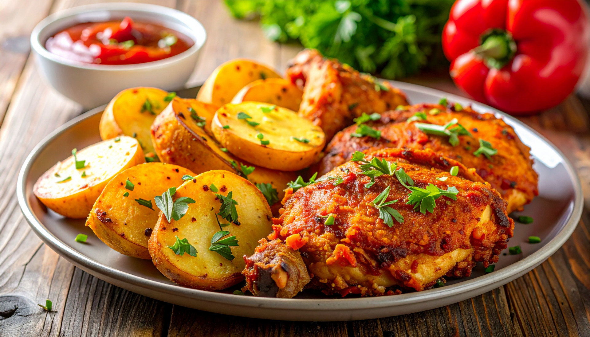 Crispy Paprika Chicken Roasted Potatoes
