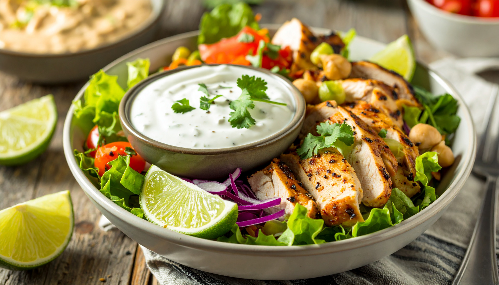 Toasted Turkey Taco Bowl Lime Yogurt Sauce