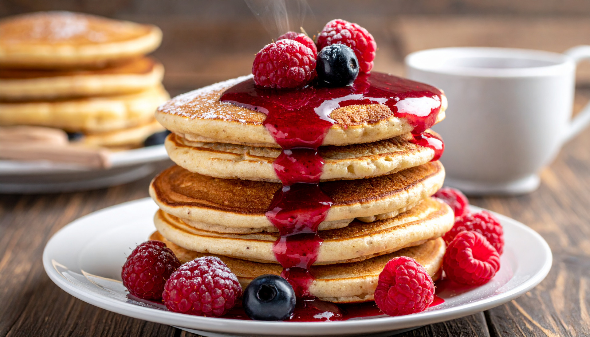 Protein Pancakes Warm Berry Sauce